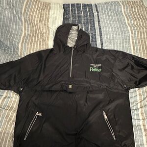 Flubber Black Hooded Rain Jacket for Men